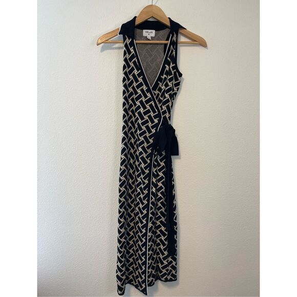 Diane Von Furstenberg X Target Collab Collared Sleeveless Geometric Midi Wrap Dr - Picture 2 of 8